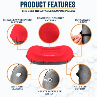 Image showing  Ultralight Inflatable Camping Pillow, Compact Travel Essential with Carry Case