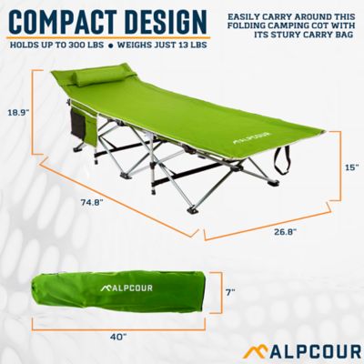 Image showing  Folding Camping Cot - Compact Single Person Bed with Pillow for Indoor & Outdoor Use, Large, Grey