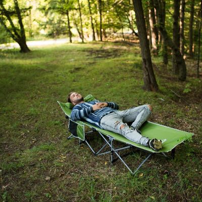 Image showing 5 th Alpcour Folding Camping Cot - Compact Single Person Bed with Pillow for Indoor & Outdoor Use, Large Royal Blue