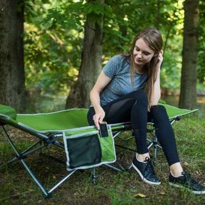 Image showing 7 th Alpcour Folding Camping Cot - Compact Single Person Bed with Pillow for Indoor & Outdoor Use, Large Royal Blue