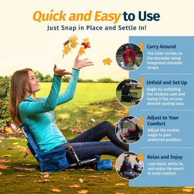 Image showing  Foldable Stadium Seat - Padded Chair with Backrest Armrest Pockets & Cup Holder