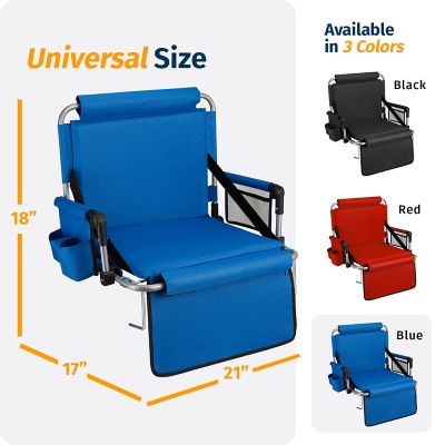 Image showing 5 th Alpcour Foldable Stadium Seat - Padded Chair with Backrest Armrest Pockets & Cup Holder