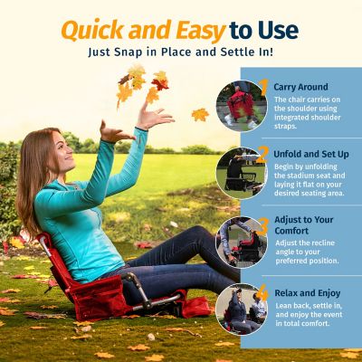 Image showing  Foldable Stadium Seat - Padded Chair with Backrest Armrest Pockets & Cup Holder