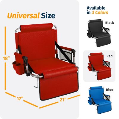 Image showing 5 th Alpcour Foldable Stadium Seat - Padded Chair with Backrest Armrest Pockets & Cup Holder
