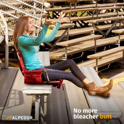 Image showing 8 th Alpcour Foldable Stadium Seat - Padded Chair with Backrest Armrest Pockets & Cup Holder
