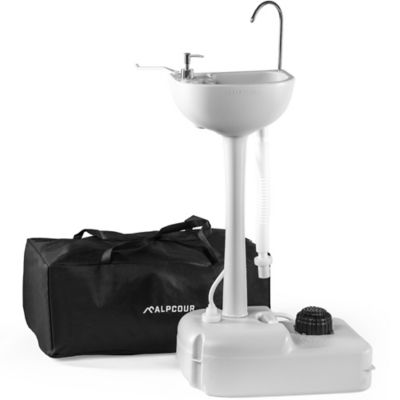 Alpcour Portable Camping Sink Foot Pump Operated Hygiene Station with Towel Rack and Soap Dispenser