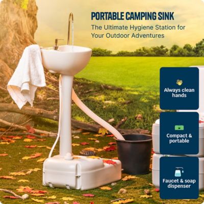 Image showing  Portable Camping Sink Foot Pump Operated Hygiene Station with Towel Rack and Soap Dispenser