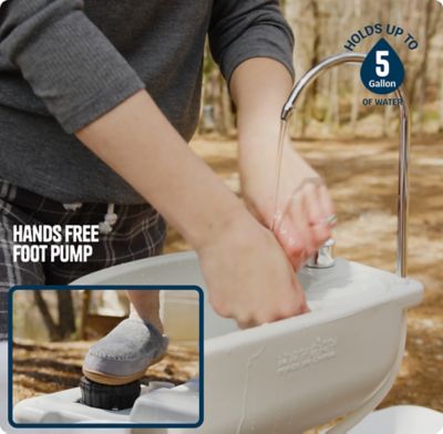 Image showing  Portable Camping Sink Foot Pump Operated Hygiene Station with Towel Rack and Soap Dispenser