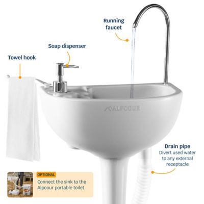 Image showing  Portable Camping Sink Foot Pump Operated Hygiene Station with Towel Rack and Soap Dispenser