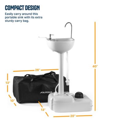 Image showing 5 th Alpcour Portable Camping Sink Foot Pump Operated Hygiene Station with Towel Rack and Soap Dispenser