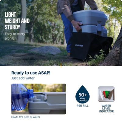 Image showing  Compact Portable Toilet Indoor & Outdoor Commode with Piston Pump Flush and Washing Sprayer