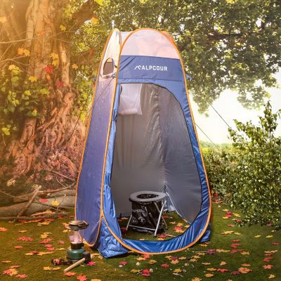 Image showing 7 th Alpcour Portable Toilet Seat - Compact Indoor & Outdoor Commode with Bag Hooks Travel Bag & Stainless-Steel Frame