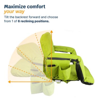 Image showing  Reclining Stadium Seat - Waterproof Chair with Extra Thick Padding Wide Back Support Bleacher Hook and Multiple Pockets