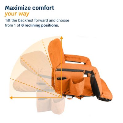 Image showing  Reclining Stadium Seat - Waterproof Chair with Extra Thick Padding Wide Back Support Bleacher Hook and Multiple Pockets