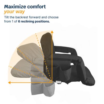 Image showing  Reclining Stadium Seat - Waterproof Chair with Extra Thick Padding Wide Back Support Bleacher Hook and Multiple Pockets