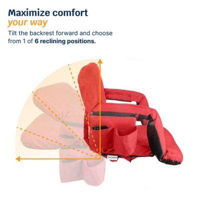 Image showing  Reclining Stadium Seat - Waterproof Chair with Extra Thick Padding Wide Back Support Bleacher Hook and Multiple Pockets