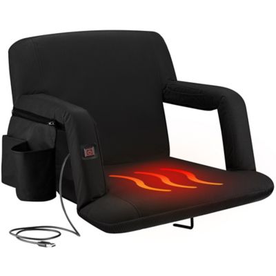 Image showing  Reclining Waterproof Heated Stadium Seat with Extra Padding, Wide Back Support, Bleacher Hook and Multiple Pockets