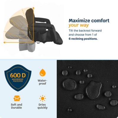 Image showing  Reclining Waterproof Heated Stadium Seat with Extra Padding, Wide Back Support, Bleacher Hook and Multiple Pockets