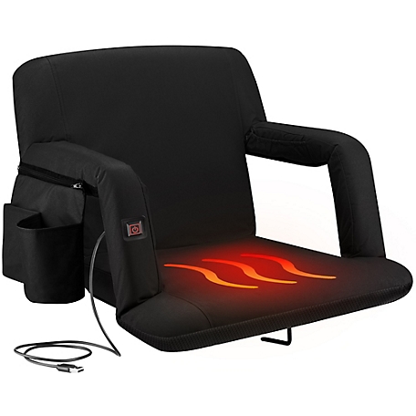 Alpcour Reclining Heated Stadium Seat - Waterproof Chair with Extra Padding Wide Back Support Bleacher Hook Multiple Pockets