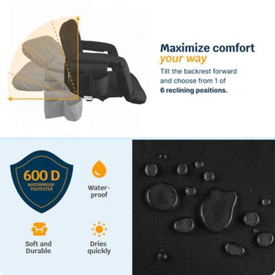 Image showing  Reclining Heated Massage Stadium Seat - Waterproof with Extra Thick Wide Back Support Padding