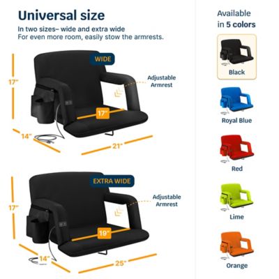 Image showing 5 th Alpcour Reclining Heated Massage Stadium Seat - Waterproof with Extra Thick Wide Back Support Padding