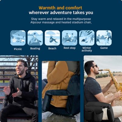 Image showing 6 th Alpcour Reclining Heated Massage Stadium Seat - Waterproof with Extra Thick Wide Back Support Padding