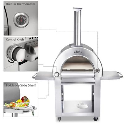 Image showing  22 in. Outdoor Propane Gas Pizza Oven with Cart in Stainless Steel