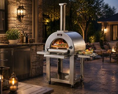 Image showing  22 in. Outdoor Propane Gas Pizza Oven with Cart in Stainless Steel