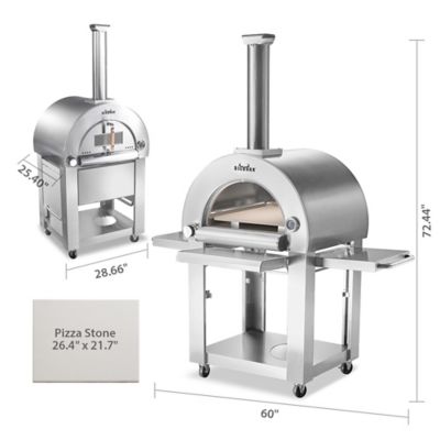 Image showing  22 in. Outdoor Propane Gas Pizza Oven with Cart in Stainless Steel