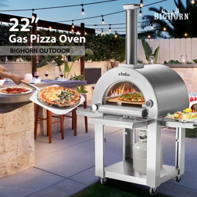 Image showing 5 th BIG HORN 22 in. Outdoor Propane Gas Pizza Oven with Cart in Stainless Steel