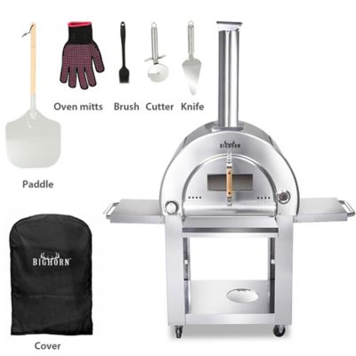 Image showing 7 th BIG HORN 22 in. Outdoor Propane Gas Pizza Oven with Cart in Stainless Steel