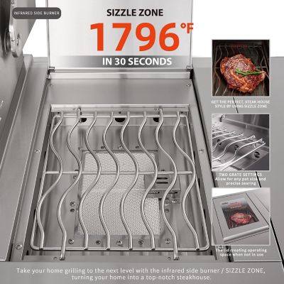 Image showing  6+2 Burners Deluxe Stainless Steel Island Barbecue Grill, Side Burner, Refrigerator, Sink, Rotisserie Kit, 100,200 BTU