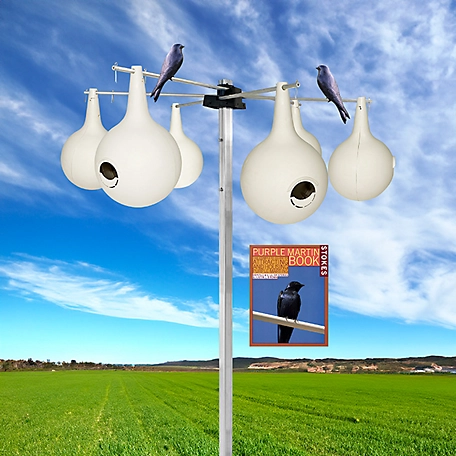 BestNest Purple Martin Gourds with Hanging Bracket and Pole Kit