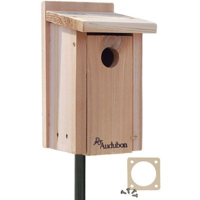 Image showing  Audubon Cedar Bluebird House with Pole and Hole Protector, 7.25 in. x 6.25 in. x 11.75 in.