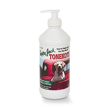 Happy Jack Tonekote Skin and Coat Supplement for Dogs, For Itching Skin Relief, Dull Coat, Dry Skin and Excessive Shedding