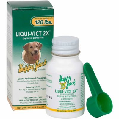Happy Jack Liqui-Vict 2X Liquid Dog Dewormer, Removes 2 types of Roundworms and 2 types of Hookworms, 2 oz.