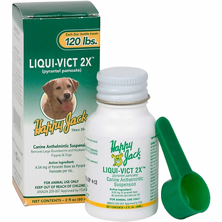 Happy Jack Liqui-Vict 2X Liquid Dog Dewormer (2 oz), Removes 2 types of Roundworms & 2 types of Hookworms