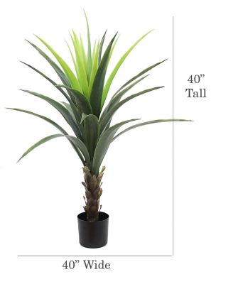 Image showing  36 in. Artificial Green Agave Plant in a Black Matte Planter Pot