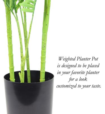 Image showing  42 in. Artificial Green Areca Palm in a Black Matte Planter Pot