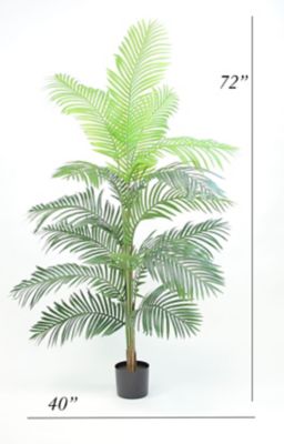 Image showing  72 in. Artificial Green Areca Palm in a Black Matte Planter Pot