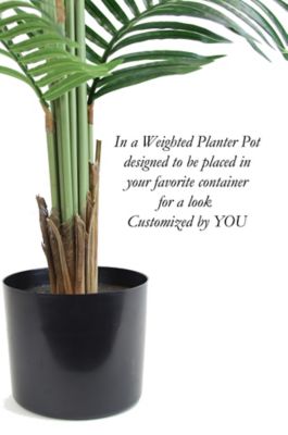 Image showing  72 in. Artificial Green Areca Palm in a Black Matte Planter Pot