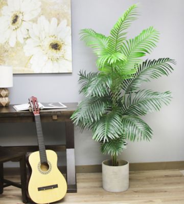 Image showing  72 in. Artificial Green Areca Palm in a Black Matte Planter Pot