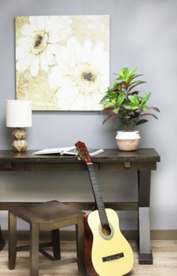 Image showing 4 th The Mod Greenhouse 24 in. Artificial Green Croton Plant in a Black Matte Planter Pot