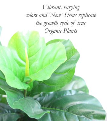 Image showing  48 in. Artificial Green Fiddle Leaf Tree in a Black Matte Planter Pot