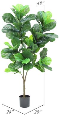 Image showing  48 in. Artificial Green Fiddle Leaf Tree in a Black Matte Planter Pot