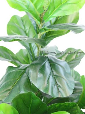 Image showing  48 in. Artificial Green Fiddle Leaf Tree in a Black Matte Planter Pot