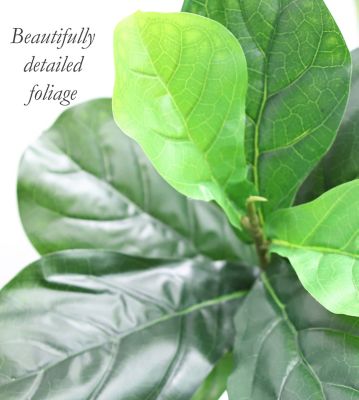 Image showing  60 in. Artificial Green Fiddle Leaf Plant in a Black Matte Planter Pot