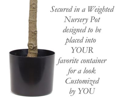 Image showing  60 in. Artificial Green Fiddle Leaf Plant in a Black Matte Planter Pot