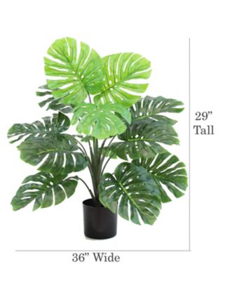 Image showing  29 in. Artificial Green Monstera Plant in a Black Matte Planter Pot