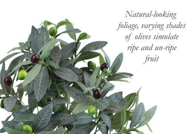 Image showing  24 in. Artificial Green Olive Tree in a Black Matte Planter Pot